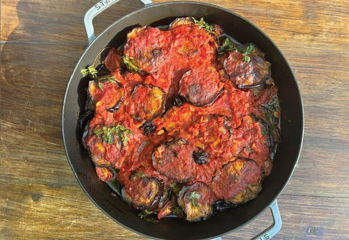 Ingriye—Roasted Eggplant and Ground Beef Casserole