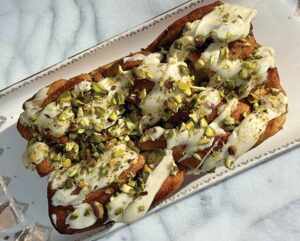 Pistachio and Cardamom White Chocolate Babka