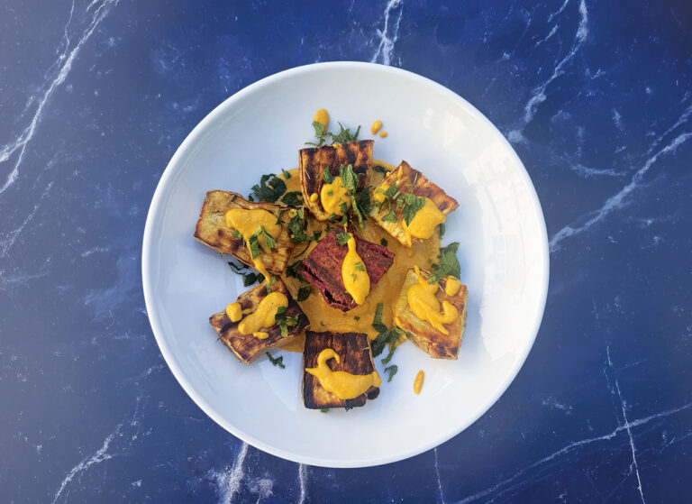 Simply Gifted — Carrot and Tahini Topped Sweet Potatoes